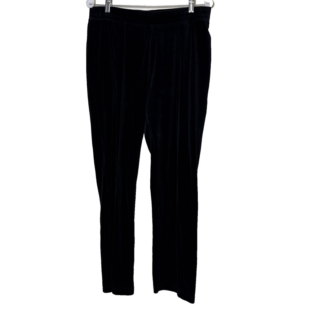 Chicos Zenergy Velour Pants Bundle Sz 1 M 8 Black Teal Blue Velvet Lounge Set